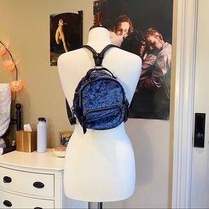 Mini Blue Velvet Backpack